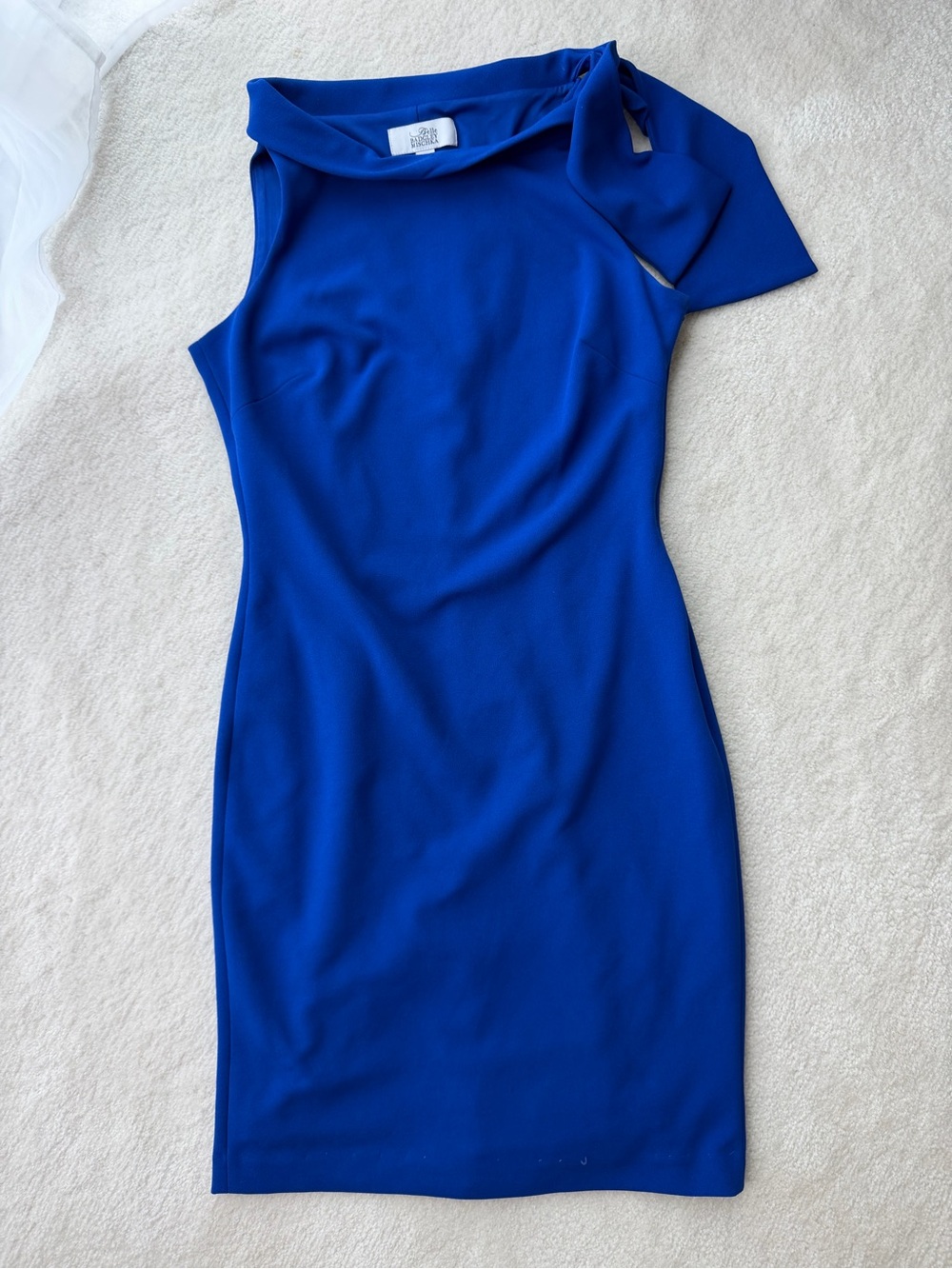 Badgley Mischka Cobalt Royal Blue Side Bow Ties Sheath Dress